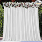 Joydeco White Polyester Backdrop Curtain | Semi-Opaque | For Weddings Parties | 5ft x 10ft | 2 Panels, Pack of 10