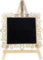 Chalkboard Signs Easel - Square Shape with Wood Framed Swirly Design, Includes 1 Chalk Stick, Size: 10" x 7" Wooden Blackboard, Perfect for Special Occasions and Events Decoration