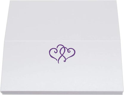 Linked Hearts Place Cards, Purple (Choose Color), Set of 60, Pre-cut and Scored - Wedding, Party, Dinner, and Special Events - Made in the USA