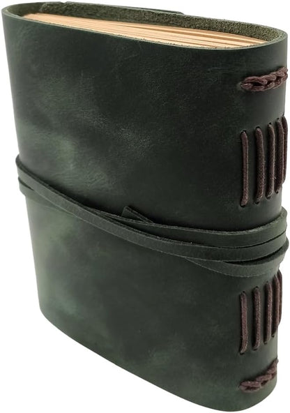 Green Notebook Journal - Nice Genuine Leather Journaling for write A5 Size Diary 6.2x8.5 Inch,Notepad For Women,Man,Vintage,Gifts,Work,Traveler,Personal, Dark Green