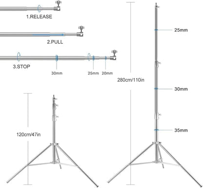 Stainless Steel Backdrop Stand 9.5ftx10ft Photo Stand for Backdrop Video Adjustable Background Support Stands for Portrait & Studio Photography, Photoshoot, Parties, Baby Shower, Birthday, Wedding