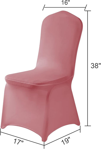 Spandex Chair Covers, 12PCS, Removable Washable Protector Stretch Covers for Living Room, Party, Banquet, Wedding, Hotel (Dusty Pink)