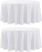 Round Tablecloth 132 Inch 2 Pack White Tablecloths Washable Decorative Linen Polyester Table Clothes Cover for Dining Table Banquets Buffet Parties and Wedding