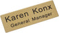 Custom Metal Engraved Name Tag Badge for Business Personalized Identification with Pin or Magnetic Backing ID Badge (Gold/Black, 1" x 3")