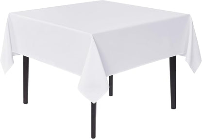 sancua White Square Tablecloths 60x60 Inch - Fabric Table Cloth for Square or Round Tables, Washable Polyester Table Cover for Dinner, Holiday Party, Decorative Display Tables