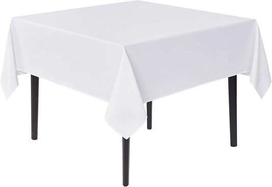 sancua White Square Tablecloths 60x60 Inch - Fabric Table Cloth for Square or Round Tables, Washable Polyester Table Cover for Dinner, Holiday Party, Decorative Display Tables