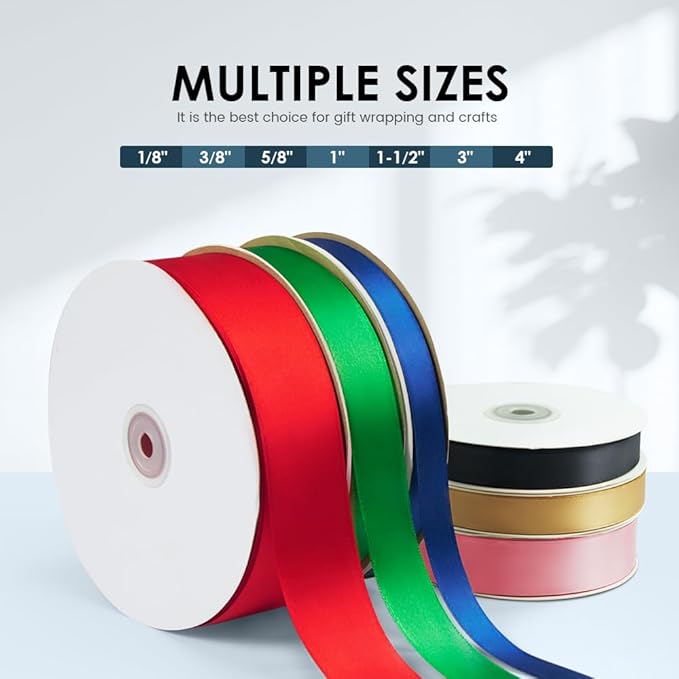4 Inches x 25 Yards Polyester Satin Ribbon, Solid Color Gold Satin Ribbon for Crafts, Gift Wrapping, Hair Bows, Wedding Party Decoration, Bow Making (Champagne Gold)