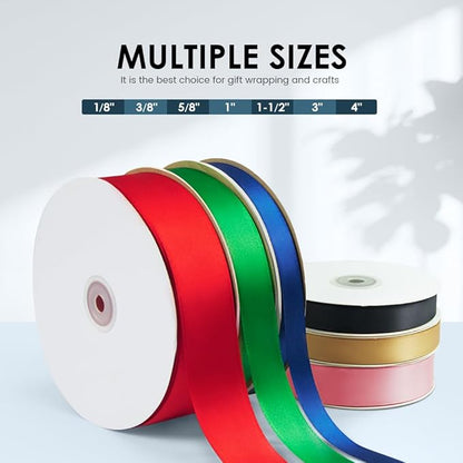 3/8" Wide x 100 Yards Single Face Polyester Satin Ribbon, Satin Ribbon for Crafts, Gift, Hair Bows, Wedding Party Decoration, Bow Making & Other Projects (Silvery)