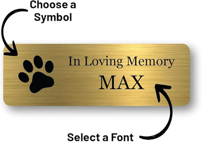 Custom Engraved Name Plates with Adhesive, Made in The USA, Personalized Pet Urn, Memorial Plaque, Picture Frame, Art Tag, Flag case (Gold Plate/Black Text, 2x4 Inch)