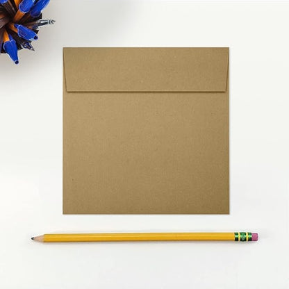 LUXPaper Square Invitation Envelopes | Peel & Press | 5" x 5" | Grocery Bag Brown | 70lb. Text | 50 Qty