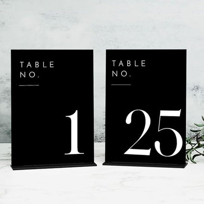 JINMURY Black Wedding Table Numbers 1-25 with Stands, 5"x7" Black Acrylic Table Numbers with White Font, Perfect for Wedding Party Reception(1-25, 5"x7")