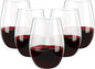 FOCUSLINE 20 Pack 16 Oz Plastic Wine Glasses, Stemless Plastic Wine Cups Heavy Duty, Unbreakable Disposable Wine Glasses for Wedding or Party