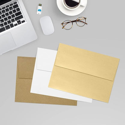 LUXPaper A7 Invitation Envelopes | Peel & Press | 5 1/4" x 7 1/4" | Blonde Metallic | 80lb. Text | 500 Qty