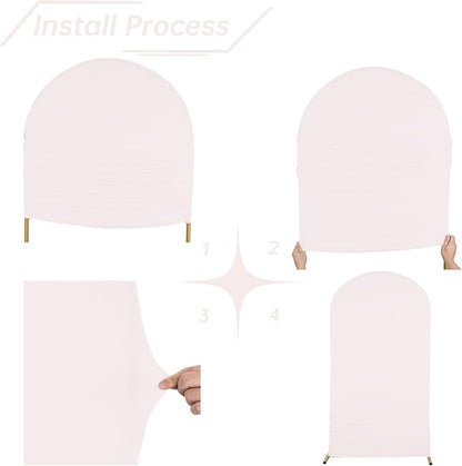 bricia Wedding Arch Backdrop Stand Cover, 5FT Double Sided Stretchy Arch Cover Fitted Wedding Birthday Party Banquet Decoration (Blush Pink 60''Lx25.2''W)