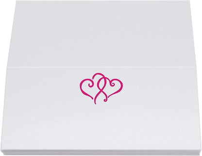 Linked Hearts Place Cards, Fuschia (Choose Color), Set of 25, Pre-cut and Scored - Wedding, Party, Dinner, and Special Events - Made in the USA