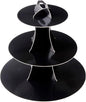 3-Tier Cupcake Stand, Cake Stand holder, Tiered DIY Cupcake Stand Tower for Dessert Table Displays, Birthday Theme Party Favors Decoration, Floral Tea Party, 12" W x 12.8" H, Black