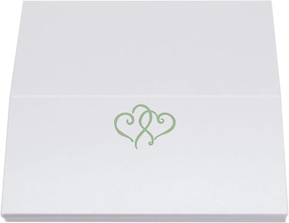 Linked Hearts Place Cards, Sage (Choose Color), Set of 25, Pre-cut and Scored - Wedding, Party, Dinner, and Special Events - Made in the USA