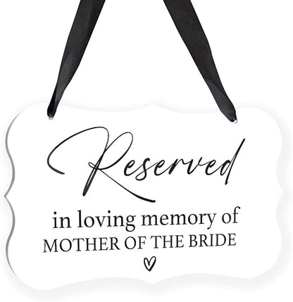 Acrylic Wedding Sign, Ring Bearer Sign, Reserved Seating Signs, for Mother of The Bride, Rustic Wedding Decor Signs, Acrylic Wall Art With Ribbon for Chairs Weddings Decor and Event Party (White)