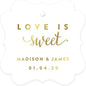 Andaz Press Personalized Fancy Frame Square Wedding Gift Tags, Metallic Gold Ink, Love is Sweet, 24-Pack, Custom Made Any Name