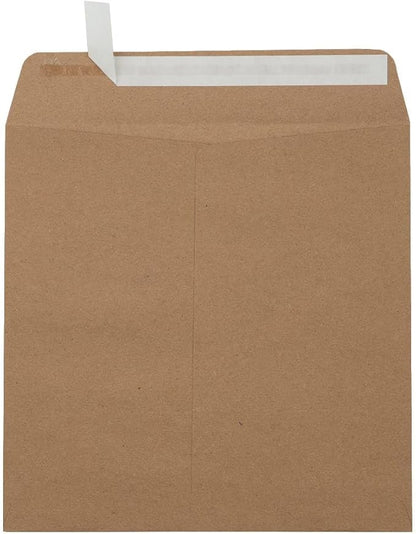 LUXPaper Square Invitation Envelopes | Peel & Press | 8" x 8" | Grocery Bag Brown | 70lb. Text | 50 Qty