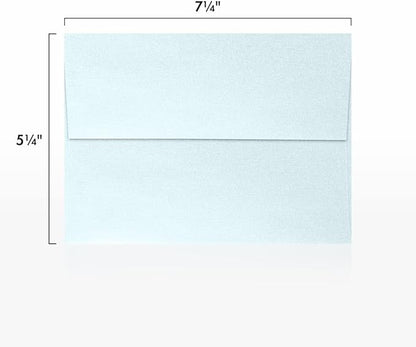LUXPaper A7 Invitation Envelopes | Peel & Press | 5 1/4" x 7 1/4" | Aquamarine Metallic | 80lb. Text | 250 Qty