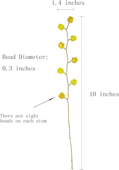16PCS Crystal Artificial Flowers Bouquets Handmade Acrylic Flower Branches Fake Beaded Baby Breath Floral Crafts for Wedding Party Home Decor