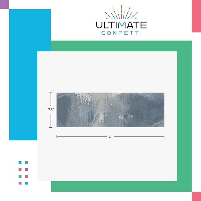 Ultimate Confetti, Rectangular Silver Mylar Shiny Foil Metallic Confetti for Cannon and Launcher use - Mother’s Day Confetti for Wedding, Parties, Gender Reveal and Live Events - 30 lb, 480 oz