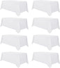 sancua 8 Pack White Tablecloth 90 x 132 Inch - Rectangle Table Cloth for 6 Feet Tables Stain and Wrinkle Resistant Washable Polyester Table Cover for Dining Wedding Banquet Party Buffet Restaurant