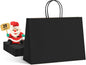 METRONIC 25 Pack Large Black Paper Gift Bags 16X6X12 Inches, Shopping Kraft Paper Bag with Handles, Small Business, Boutique, Gift Wrap, Bulk