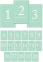 Andaz Press Table Numbers 1-20 on Perforated Paper, Mint Green, 4x6-inch Single Sided Sign, 1-Set, For Weddings, Graduation