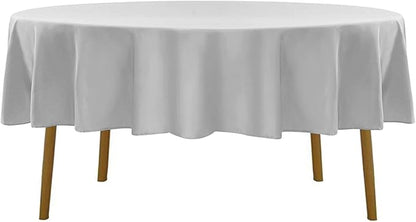 70 inch Round Tablecloth Washable Polyester Table Cloth Decorative Table Cover for Wedding Party Dining Banquet（70 inch,Silver）