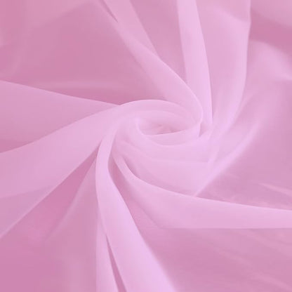 Window Pink Sheer Curtains 63 Inches Long 2 Panels Sheer Curtain Basic Rod Pocket Panel for Bedroom Children Living Room Yard Kitchen (Pink, 52" W x 63" L | 2 pcs)