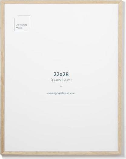 Opposite Wall - 22x28 in - Natural Solid Oak Wood Picture Frame - Lightweight, Versatile & Shatterproof - Wall Hanging Poster or Photo Frame - Wall Decor for Office, Gallery & Home