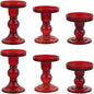 6-Piece Set of Red Glass Candlestick, Crystal Candlestick Holder Holder and Conical Candle, Christmas Candle Holder Decoration, Family Living Room Wedding Candle Holder (red2sets)