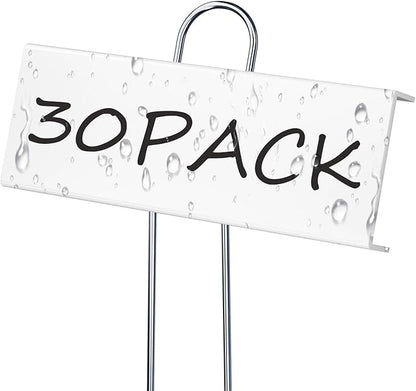 30 Pack Metal Plant Labels for Outdoor Garden Waterproof Plant Markers, Labels Garden Markers for Seedlings Herbs Vegetable Greenhouse Gifts with Pen - White