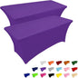 IVAPUPU 2 Pack 8FT Table Cloth for Rectangular Fitted Events Stretch Purple Table Covers Washable Cover Spandex Tablecloth Protector for Party, Wedding, Cocktail, Banquet, Festival