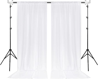 White Backdrop Curtain for Wedding Decor Holiday Party 4 Panels- White Wedding Backdrop Polyester Photography Backdrop Drapes Baby Shower Birthday Privacy Sliding Curtains Home Decor，5ft x 10ft