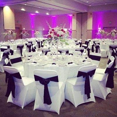 Obstal 10 PCS Burgundy Satin Chair Sashes Bows for Wedding Reception- Universal Chair Cover Back Tie Supplies for Banquet, Party, Hotel Holiday Event Decorations