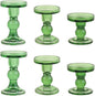 6-Piece Set of Green Glass Candlestick, Crystal Candlestick Holder Holder and Conical Candle, Christmas Candle Holder Decoration, Family Living Room Wedding Candle Holder (green2sets)
