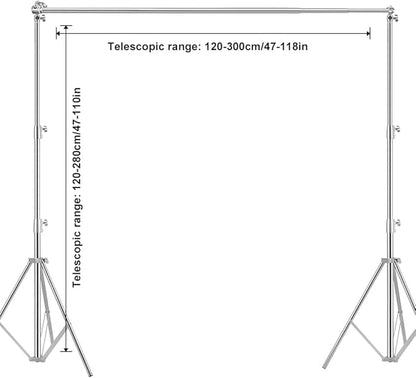 Stainless Steel Backdrop Stand 9.5ftx10ft Photo Stand for Backdrop Video Adjustable Background Support Stands for Portrait & Studio Photography, Photoshoot, Parties, Baby Shower, Birthday, Wedding