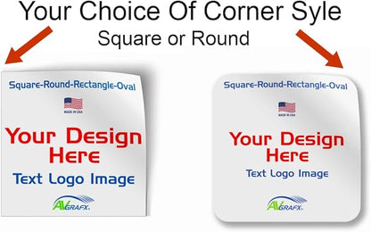 avgrafx 120 Custom 2x2 Square Corner Logo Stickers Labels, Waterproof, Dishwasher Safe - Small Business Sticker with Logos, Personalize with Your Own Designs. - Made in The USA (2x2 Square Corner)