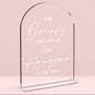 Wedding Signs，The Drinks Are on Us Sign, 5 x 7 Inch Arch Acrylic Wedding Sign, Wedding Sign for Ceremony and Reception, Please Help Yourself Sign,Wedding Reception Decor (White)