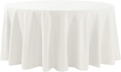 120 inch Round Tablecloth Washable Polyester Table Cloth Decorative Table Cover for Wedding Party Dining Banquet（120 inch,Ivory）