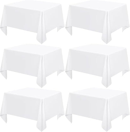 6 Pack White Square Tablecloths 52 x 52 Inch, White Polyester Table Cover for Square Table, Stain and Wrinkle Resistant Washable Fabric Tablecloth, Polyester Tablecloth for Restaurant Banquet Party