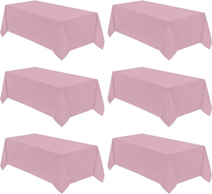 VidaFete Tablecloth 6 Pack 90 * 156inch Rectangle Table Cloth Polyester, Stain Wrinkle Resistant Polyester Dining Table Cover for Kitchen Dinning Party Wedding Rectangular Buffet Decoration(Pink)