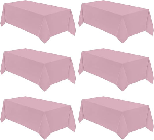 VidaFete Tablecloth 6 Pack 90 * 156inch Rectangle Table Cloth Polyester, Stain Wrinkle Resistant Polyester Dining Table Cover for Kitchen Dinning Party Wedding Rectangular Buffet Decoration(Pink)