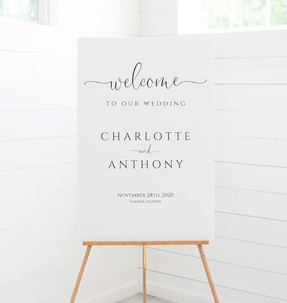 Wedding Welcome Sign, Welcome To Our Wedding Sign,12" x 18" (Small), 27" (Medium), 36" (Large), Plastic, Modern, Pole Mount, Weather