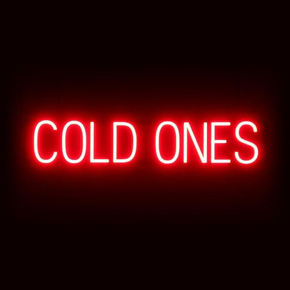 SpellBrite COLD ONES Sign | Beer-Related Sign with Neon Look, Red LED Light Source | 33.5" x 6.3"