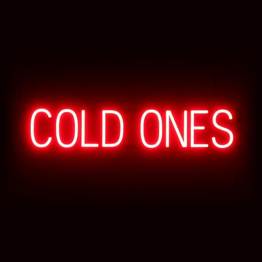 SpellBrite COLD ONES Sign | Beer-Related Sign with Neon Look, Red LED Light Source | 33.5" x 6.3"