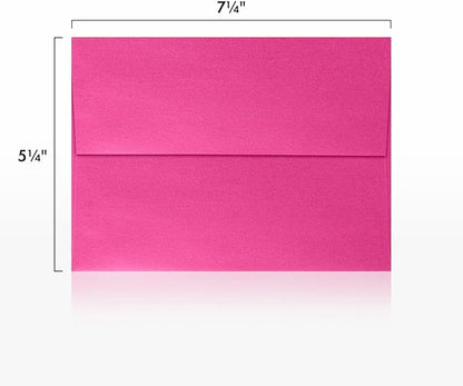LUXPaper A7 Invitation Envelopes | Peel & Press | 5 1/4" x 7 1/4" | Azalea Metallic | 80lb. Text | 250 Qty